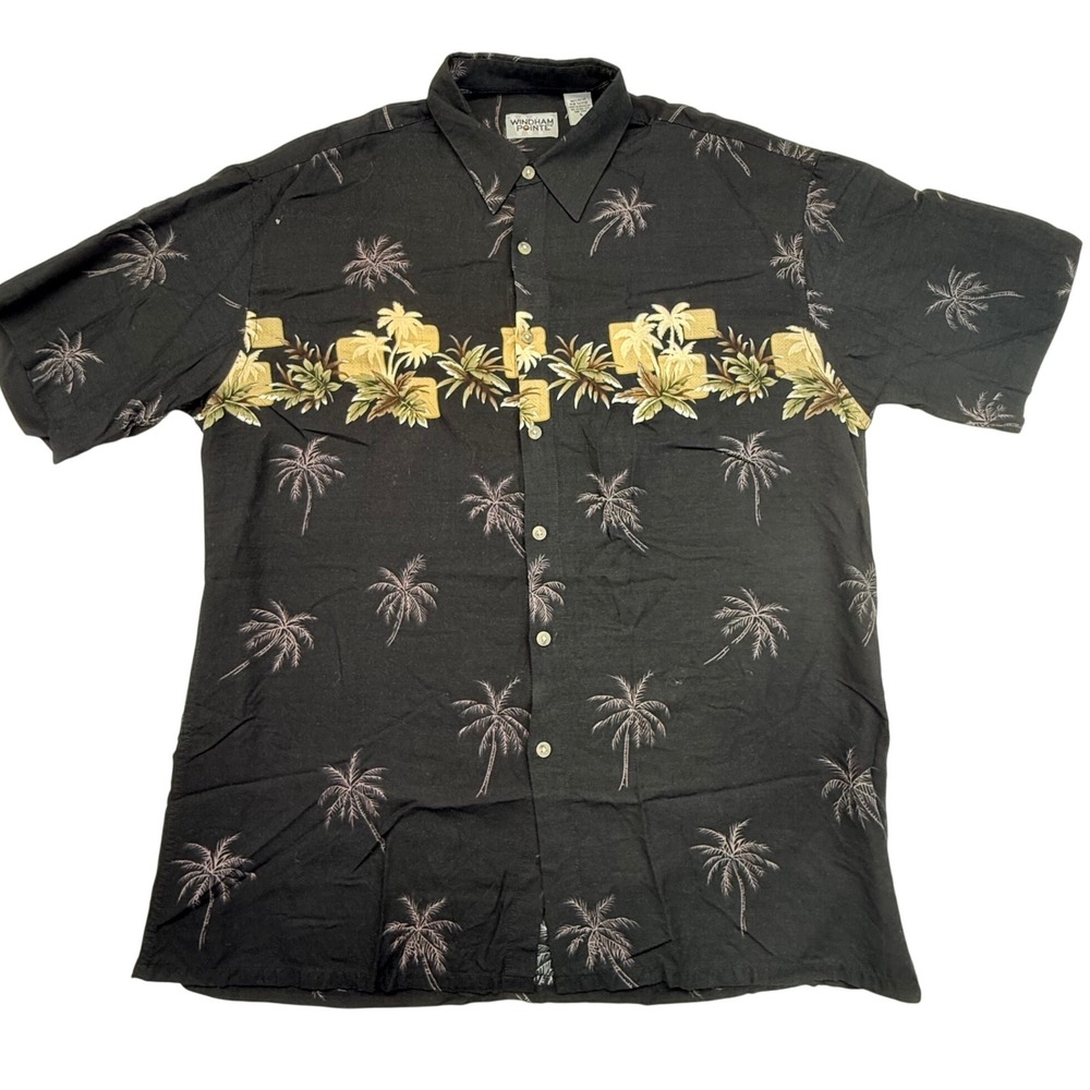 VTG Windham Pointe Mens Large Palm Tree Tropical Hawaiian Shirt‎ Aloha island